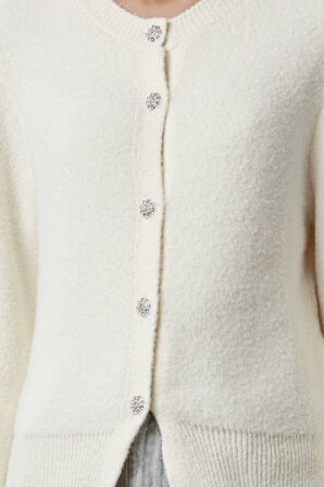 Kadın Moda Şık Regular Bisiklet Yaka Regular Ekstra Yumuşak Dokulu Triko Hırka