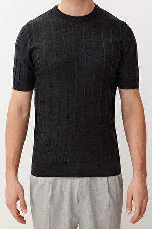 Yeni Sezon Regular Pamuklu Bisiklet Yaka Kısa Kol Düz Desenli Günlük Triko T-Shirt