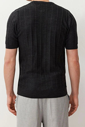 Yeni Sezon Regular Pamuklu Bisiklet Yaka Kısa Kol Düz Desenli Günlük Triko T-Shirt