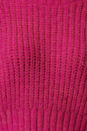 Kadın Moda Şık Dik Yaka Standart Kol Crop Yumuşak Dokulu Basic Kalın Örgü Detaylı Triko Kazak