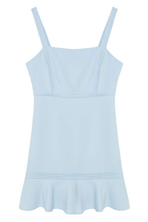 Yeni Fit Casual Günlük Finike Dokuma Kare Yaka Truvakar Kol Kol Bodycone Mini Boy Büyük Beden Elbise