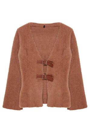 Kadın Moda Şık Regular V Yaka Regular Kapamalı Triko Hırka