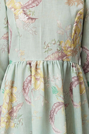 Yeni Regular Günlük Keten Görünümlü Dokuma Bisiklet Yaka Uzun Kol A-Line Maxi Boy Tesettür Elbise