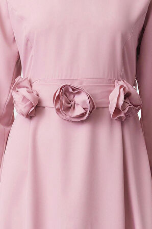 Yeni Regular Şık Abiye Gece Jessica Dokuma Dik Yaka Uzun Kol A-Line Maxi Boy Tesettür Elbise