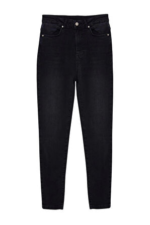 Kadın Moda Şık Kot Pantolon Dar Paça Regular Boy Denim Mavi Yüksek Bel Skinny Jeans