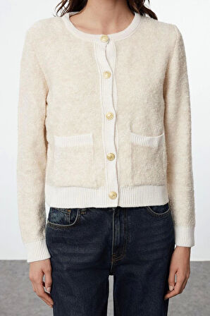 Kadın Moda Şık Crop Bisiklet Yaka Regular Crop Yumuşak Dokulu Bluz-Hırka Takım Triko Hırka