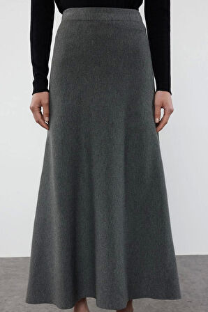 Kadın Moda Stil Midi Astarsız Triko Premium İplik Özel İplik Midi Triko Etek
