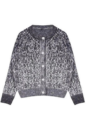 Kadın Moda Şık Regular Bisiklet Yaka Regular Yumuşak Dokulu Desenli Triko Hırka