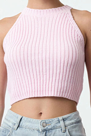 Kadın Moda Şık Crop V Yaka Slim Crop Bluz-Hırka Takım Triko Hırka