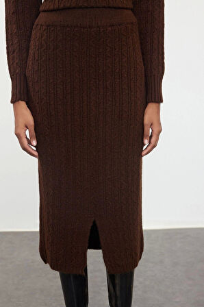 Kadın Moda Şık Regular Boy Uzun Kollu Yünlü Saç Örgü Triko Alt-Üst Takım