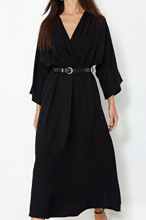 Kadın Moda Şık Midi Boy Kruvaze Regular Düz