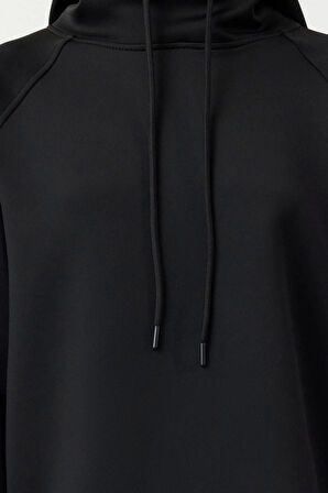 Kadın Tesettür Moda Şık Regular Kapüşonlu Standart Kol Regular Dalgıç Scuba Örme Sweatshirt
