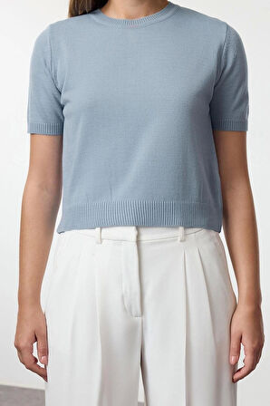 Kadın Moda Şık Regular Bisiklet Yaka Regular Basic Hırka-Bluz Triko Hırka