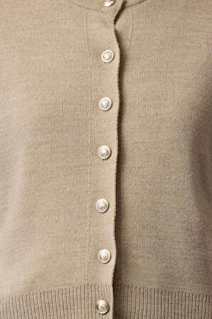 Kadın Moda Şık Bisiklet Yaka Standart Kol Regular Basic Hırka-Bluz Triko Hırka