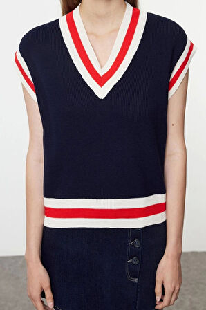 Kadın Moda Şık V Yaka Standart Kol Regular Triko Süveter