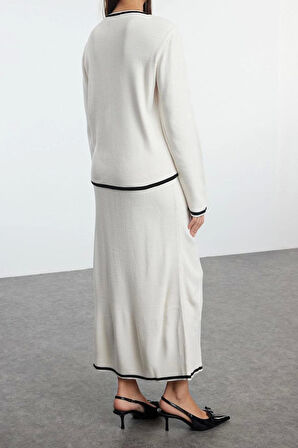 Kadın Moda Şık Regular Uzun Boy Uzun Kollu Kurdele Fiyonk Detaylı Triko Alt-Üst Takım