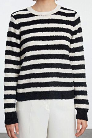 Kadın Moda Şık Bisiklet Yaka Standart Kol Regular Yumuşak Dokulu Triko Kazak