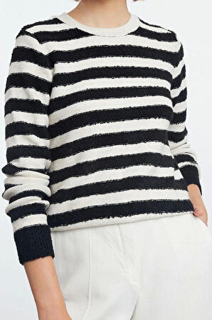 Kadın Moda Şık Bisiklet Yaka Standart Kol Regular Yumuşak Dokulu Triko Kazak