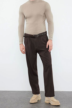 Erkek Yeni Moda Boru Paça Regular Boy Dokuma Pileli Klasik Baggy Fit Kumaş Pantolon
