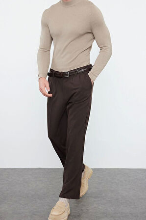 Erkek Yeni Moda Boru Paça Regular Boy Dokuma Pileli Klasik Baggy Fit Kumaş Pantolon