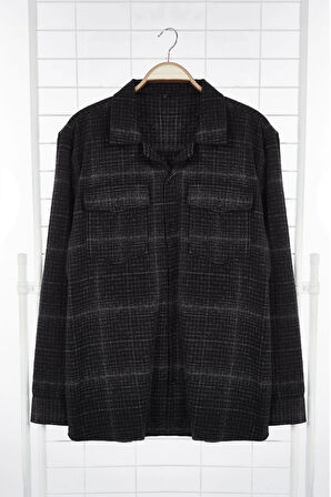 Moda Gömlek Yaka Ekose Uzun Kol Oversize Kışlık Kareli Ekose Oduncu Cepli Gömlek
