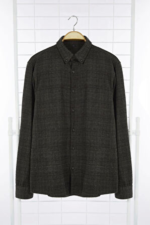 Moda Gömlek Yaka Ekose Uzun Kol Regular Fit Dokulu Kışlık Flanel Gömlek