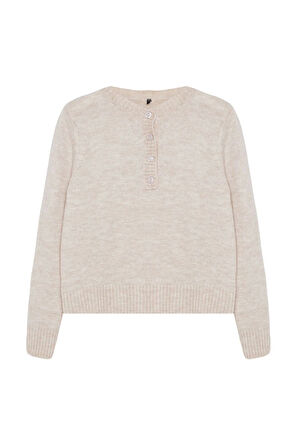 Kadın Moda Şık Bisiklet Yaka Standart Kol Regular Yumuşak Dokulu Basic Triko Kazak