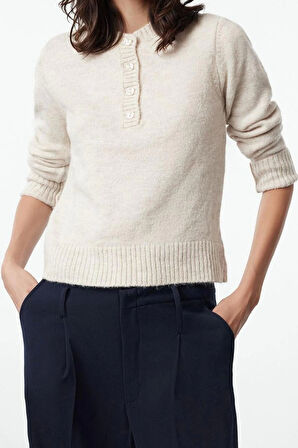 Kadın Moda Şık Bisiklet Yaka Standart Kol Regular Yumuşak Dokulu Basic Triko Kazak