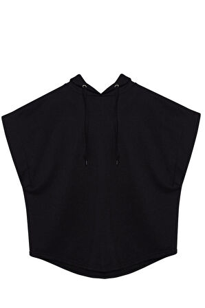 Kadın Moda Şık Bol Kapüşonlu Düşük Kol Uzun Geniş Kalıp İnce Örme Sweatshirt