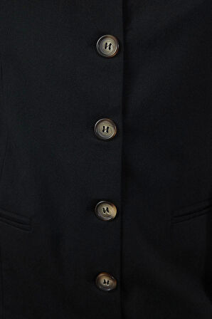 Kadın Moda Şık Mini Boy Kare Yaka Regular Poliviskon Kumaş Astarlı Dokuma Ceket Elbise