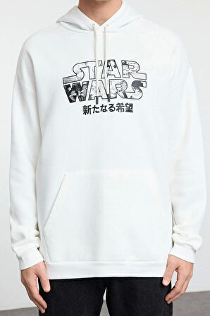 Kadın Moda Şık Bol Kapüşonlu Standart Kol Standart Normal Kesim Star Wars Lisanslı Sweatshirt