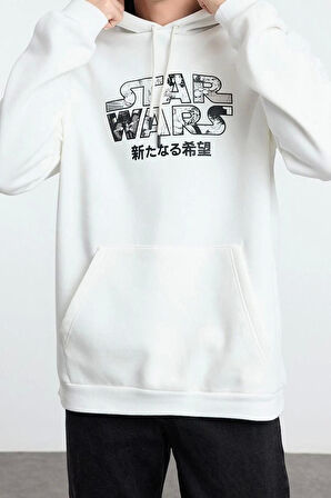 Kadın Moda Şık Bol Kapüşonlu Standart Kol Standart Normal Kesim Star Wars Lisanslı Sweatshirt