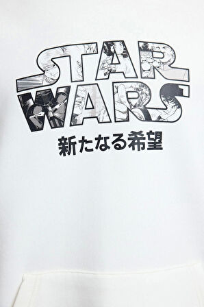 Kadın Moda Şık Bol Kapüşonlu Standart Kol Standart Normal Kesim Star Wars Lisanslı Sweatshirt