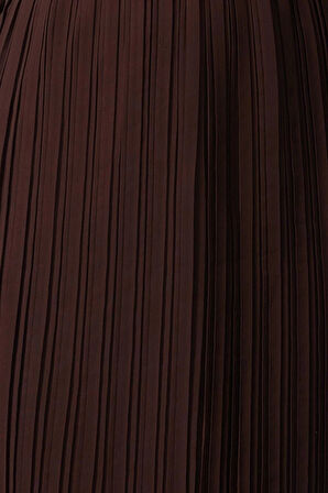 Kadın Moda Şık Midi Boy Kruvaze Regular Kuşaklı Düz Dokuma Elbise