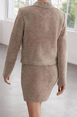 Kadın Moda Şık Regular Boy Uzun Kollu Limited Edition Yumuşak Dokulu Triko Alt-Üst Takım