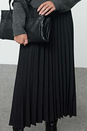 Kadın Moda Stil Maxi Astarsız Dokuma Tesettür Piliseli Dokuma Etek