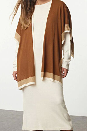 Kadın Moda Şık Regular Boy Bisiklet Yaka Regular Triko Basic Atkılı Elbise