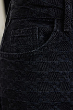 Kadın Moda Şık Kot Pantolon Geniş Paça Regular Boy Denim Yüksek Bel Jeans
