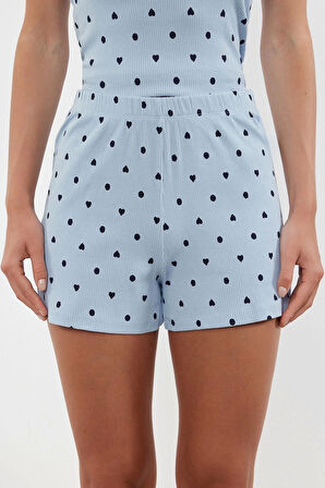 Kadın Askılı Yaka Askılı Kol Premium Pamuklu Çiçekli Dantel Detaylı İp Fitilli Pijama Takımı