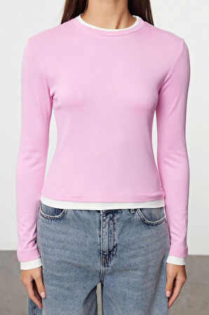 Kadın Şık Regular Dik Yaka Slim Kalıp Örme Fitted Vücuda Oturan Viskon Yumuşak Kumaşlı Esnek Bluz