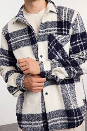 Moda Gömlek Yaka Ekose Uzun Kol Unisex Oversize Fit Kışlık Kareli Oduncu Gömlek Ceket