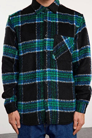 Moda Gömlek Yaka Ekose Uzun Kol Unisex Oversize Fit Kışlık Kareli Oduncu Gömlek Ceket