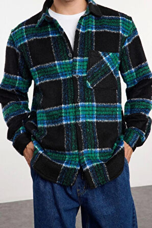 Moda Gömlek Yaka Ekose Uzun Kol Unisex Oversize Fit Kışlık Kareli Oduncu Gömlek Ceket