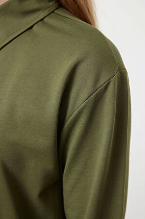 Kadın Moda Şık Mini Boy Polo Yaka Regular Düz Vücuda Oturan Örme Elbise