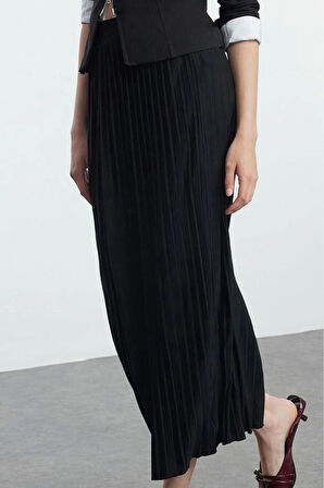 Kadın Moda Stil Maxi Astarsız Örme Yüksek Bel Pilise Esnek Maxi Örme Etek