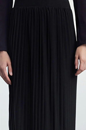 Kadın Moda Stil Maxi Astarsız Örme Yüksek Bel Pilise Esnek Maxi Örme Etek