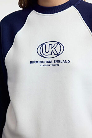 Kadın Moda Relaxed Bisiklet Yaka Reglan Kol Uzun Relaxed Kalıp Reglan Kollu Kalın Örme Sweatshirt