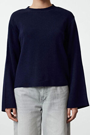 Kadın Moda Şık Bisiklet Yaka Standart Kol Regular Basic Triko Kazak