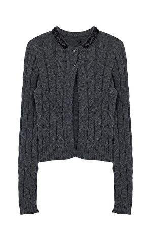 Kadın Moda Şık Bisiklet Yaka Standart Kol Regular Yumuşak Dokulu Saç Örgülü Triko Kazak