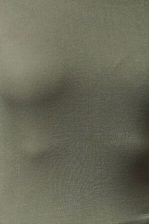 Kadın Moda Şık Üst Giyim Crop Bisiklet Yaka Slim Kalıp Örme Viskon Esnek Bluz